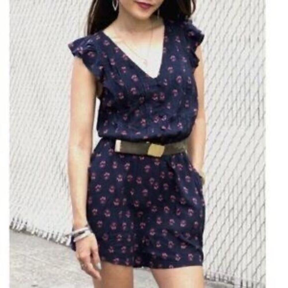 Modcloth Navy Blue Floral Anywhere & Everywhere Romper pockets boho plus size 2X